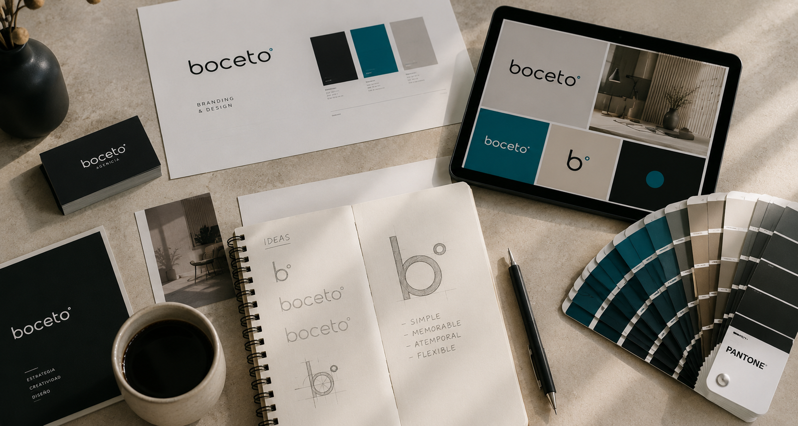 Boceto Agencia — proyecto de identidad visual