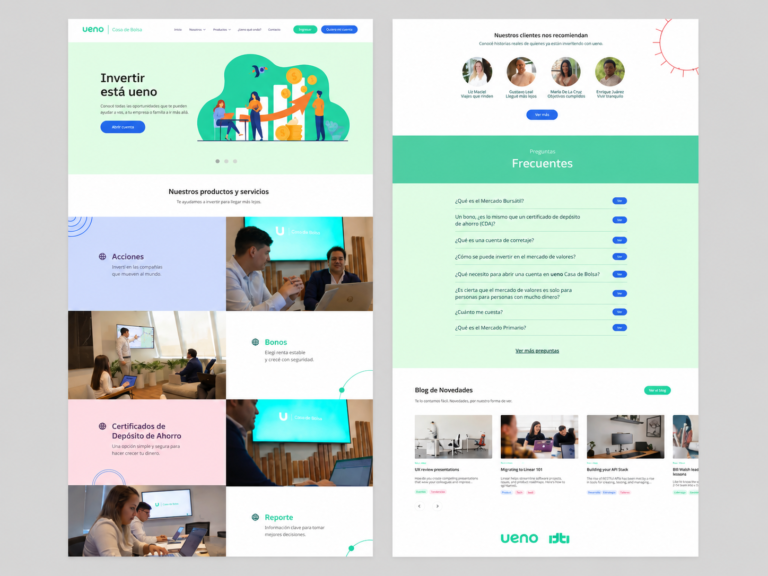 UENO — diseño UX/UI, pantalla principal | Boceto Agencia