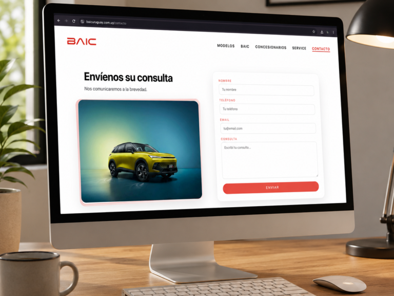 BAIC Uruguay — sitio web, sección contacto | Boceto